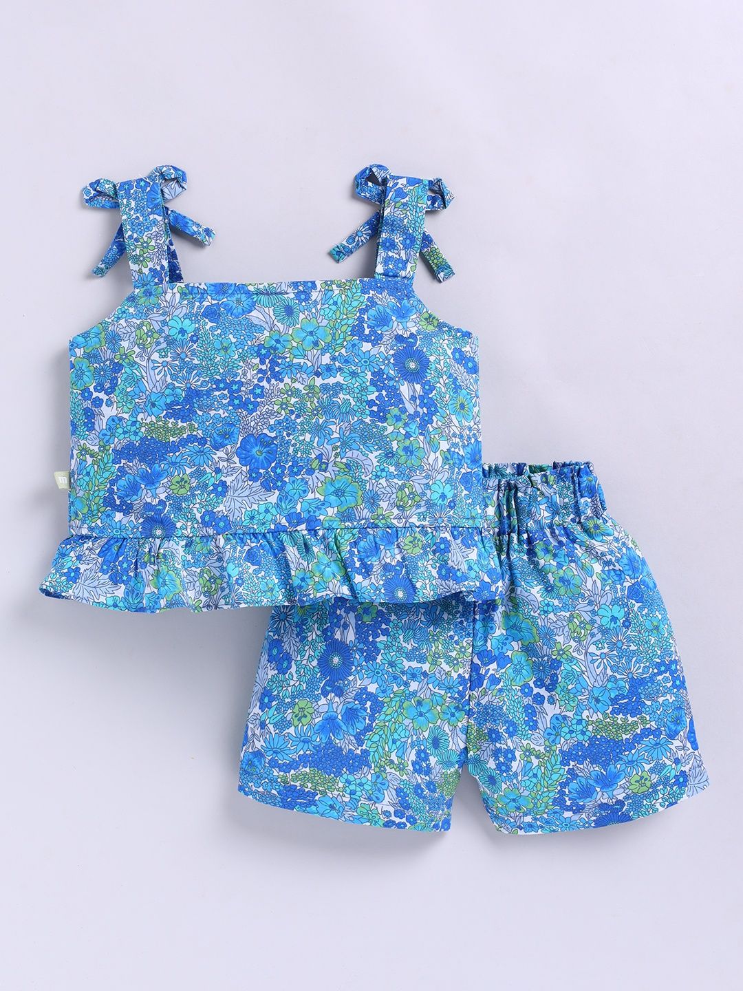 Moms Love Infant Girls Cotton Floral Print Top with Shorts