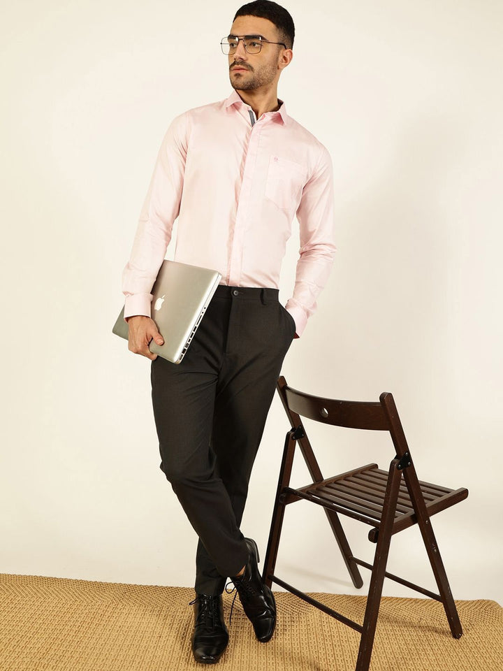 Thomas Scott Men Premium Cutaway Collar Solid Cotton Formal Shirt