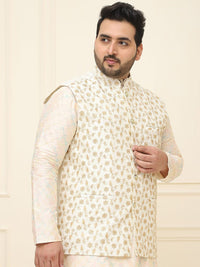 SOJANYA PLUS Men Plus Size Embroidered Mandarin Collar Nehru Jacket