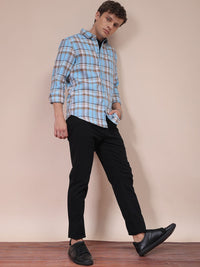 The Indian Garage Co Men Cutaway Collar Checked Cotton Slim Fit Casual Shirt