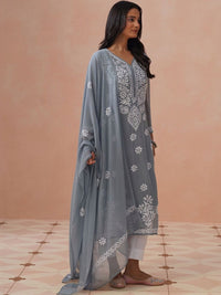 House of Chikankari Embroidered Chikankari Georgette Kurta With Dupatta & Inner