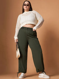 SASSAFRAS Curve Women Straight Fit High-Rise Cargos Trousers