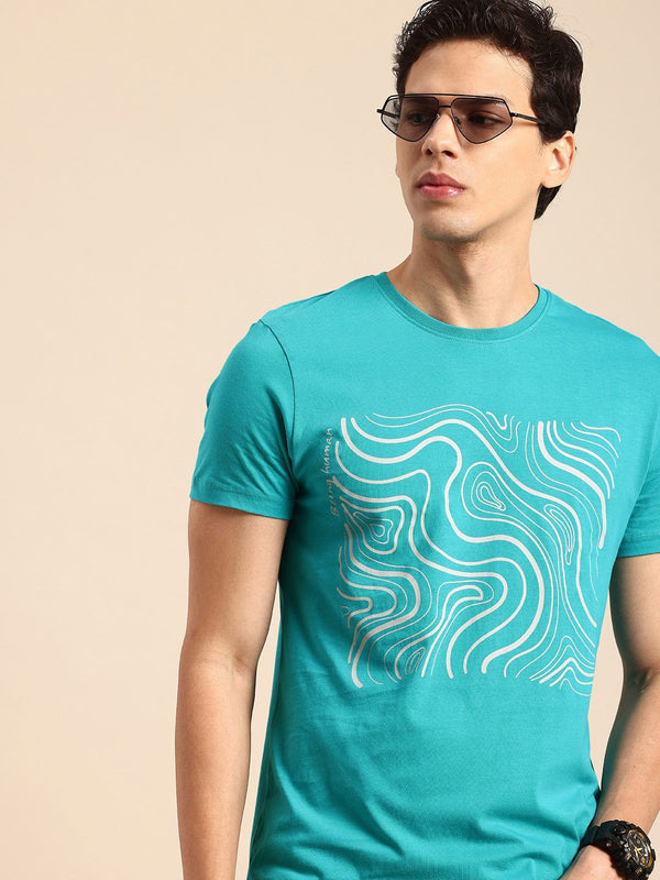 Menjadi t-shirt kapas tulen yang dicetak abstrak manusia