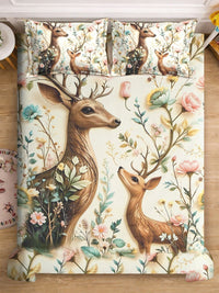 Brown Animal Cartoon Printed 7D 400 TC King Size Superfine Bedsheet With 2 Pillow Cover