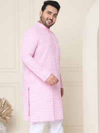 SOJANYA PLUS Geometric Embroidered Mandarin Collar Pure Cotton Straight Kurta