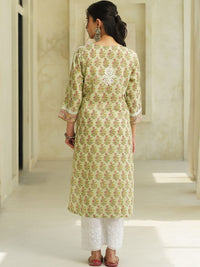 House of Chikankari Women Floral Printed Thread Work Indie Prints Kurta