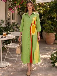 Mamicha Print Shirt Midi Dress