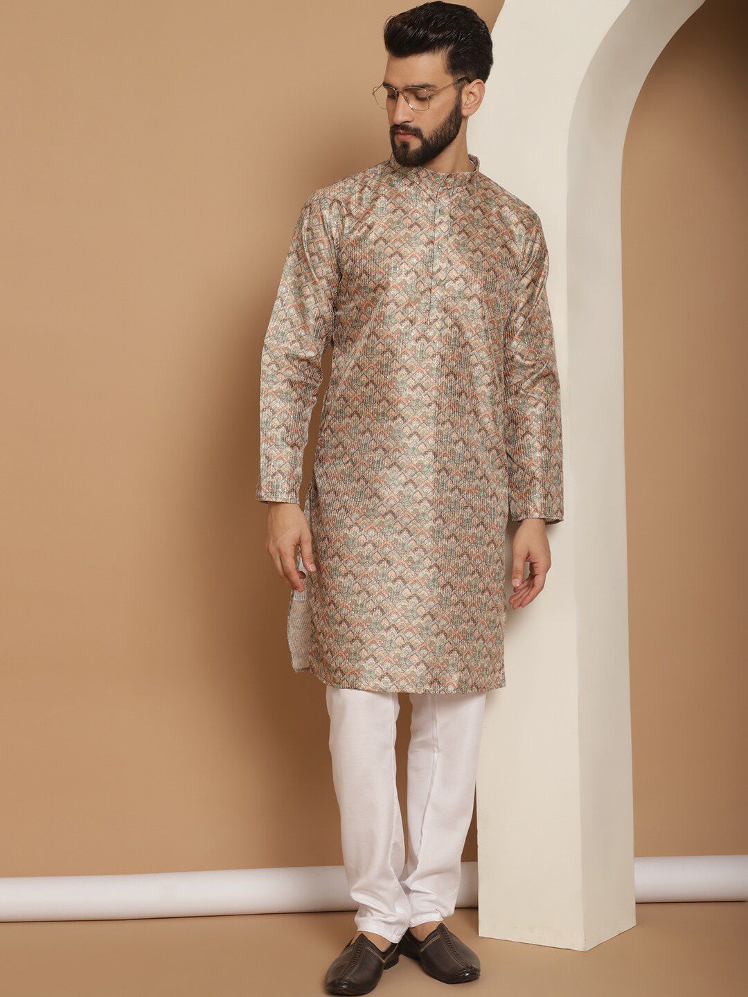 Anouk Ethnic Motifs Printed Straight Kurta With Churidar