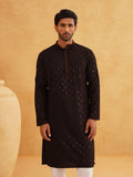SOJANYA Motif Etnik Bersulam Kolar Mandarin Labuci Kapas Tulen Kurta Lurus