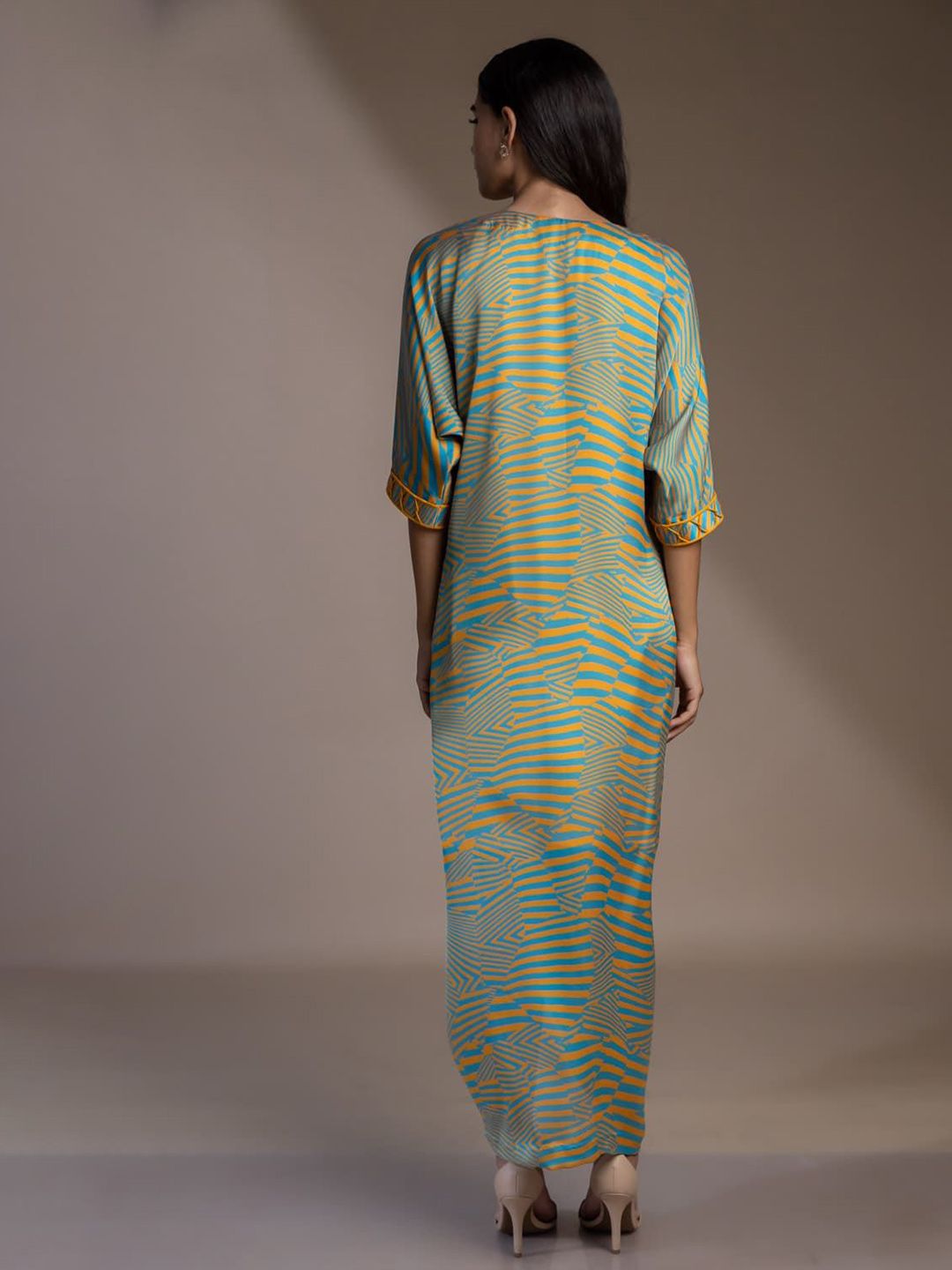 Pakaian Midi Kaftan Mamicha Cetak Georgette