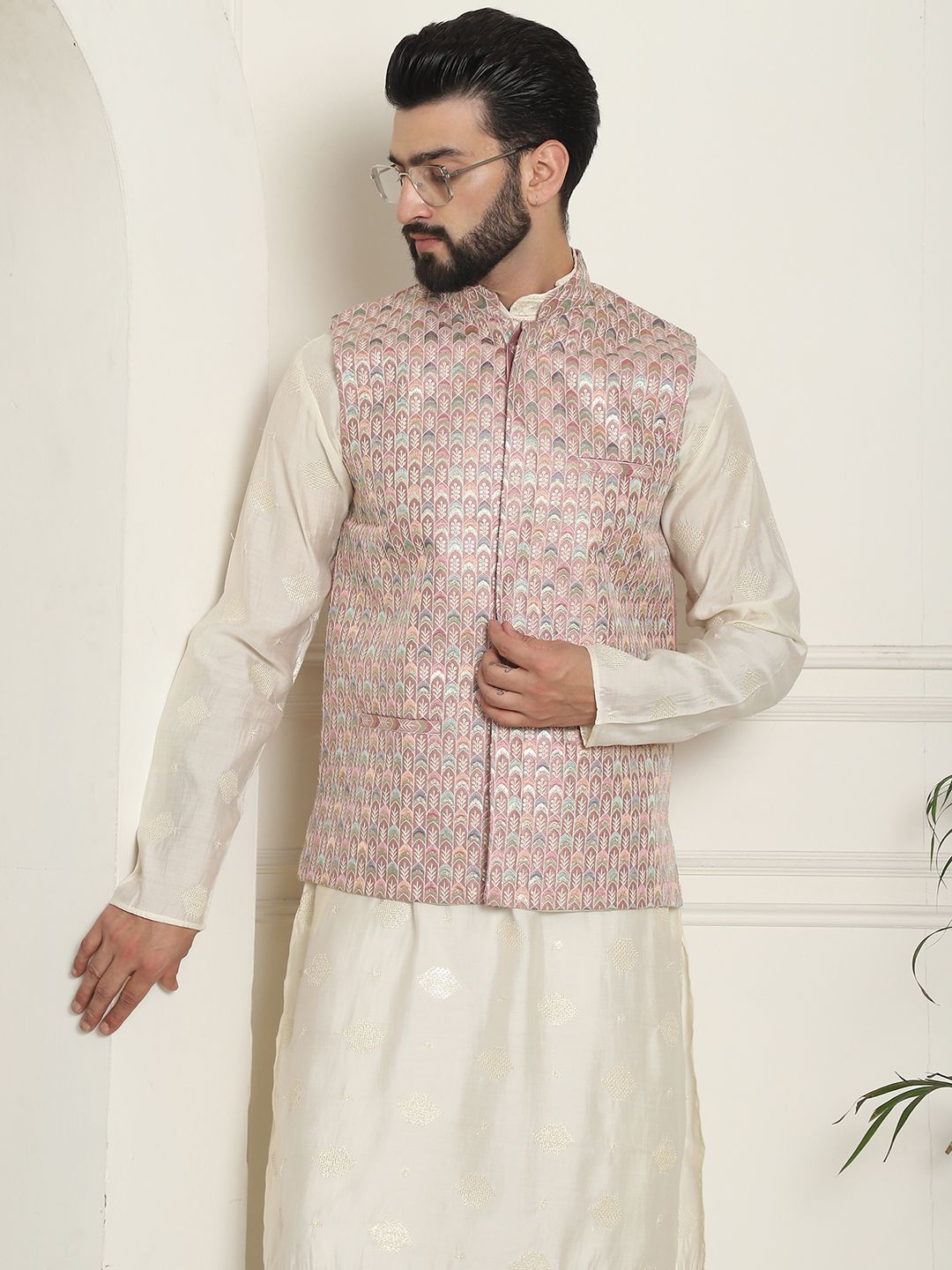 SOJANYA LUXE Jaket Nehru Kolar Mandarin Sulam Lelaki