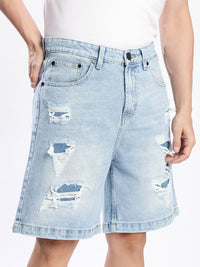 Bene Kleed Men Baggy Fit Distressed Denim Shorts