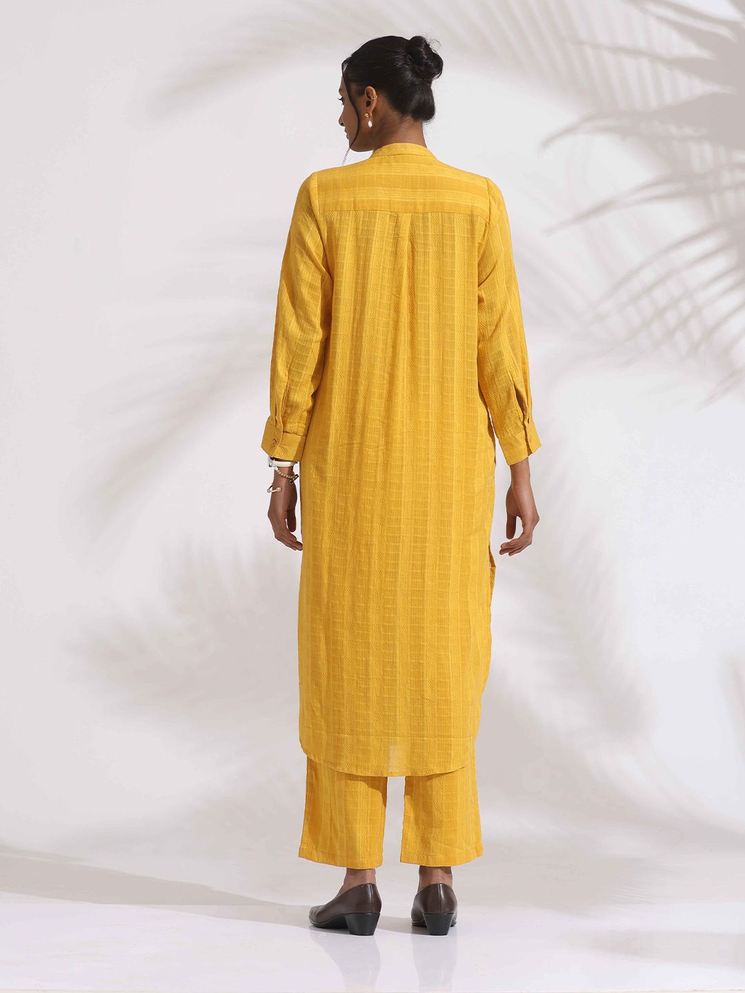 trueBrowns Women Regular Pure Cotton Pleated Shirt Straight Kurta with Trousers