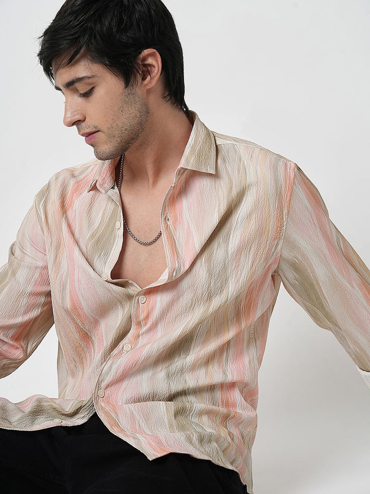 VASTRADO Men Classic Spread Collar Abstract Printed Slim Fit Casual Shirt
