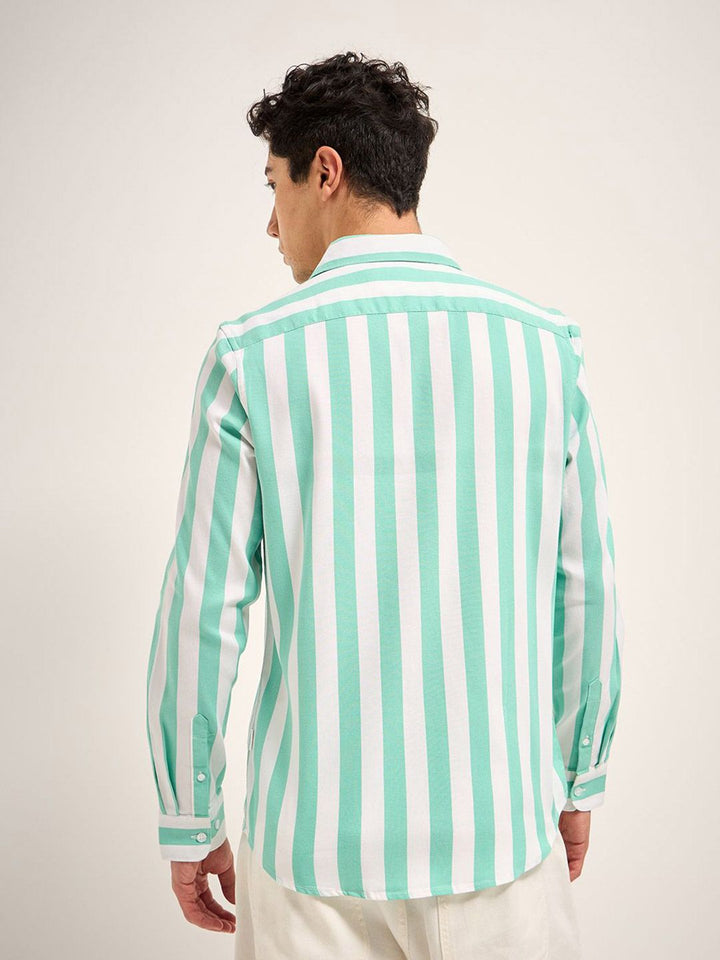 THE BEAR HOUSE Men Vertical Striped Cotton Slim Fit Casual Shirt