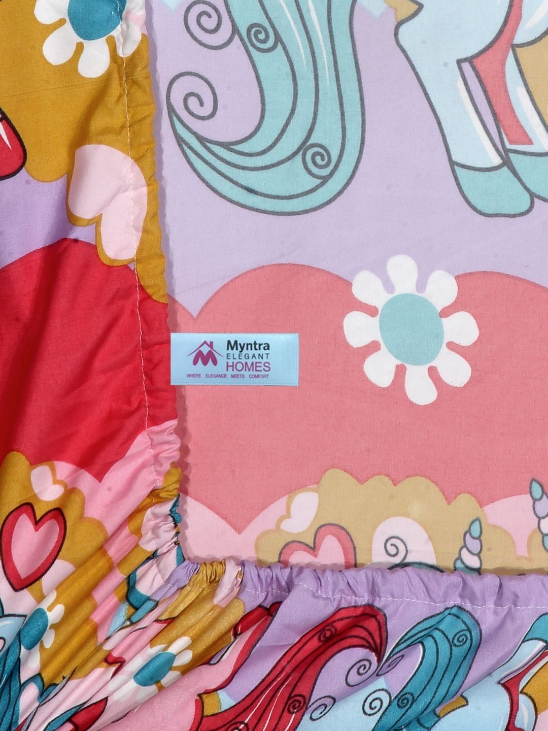 Myntra Elegant Homes Pink & Blue Printed 300 TC King Bedsheet Set 2.50 m x 2.25 m