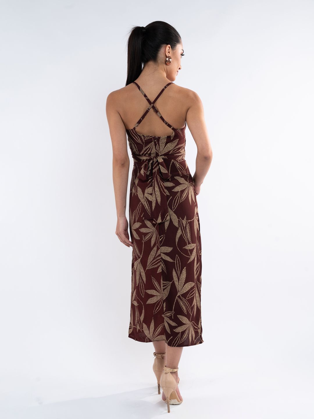Dressberry Tropical Print A-Line Midi Dress