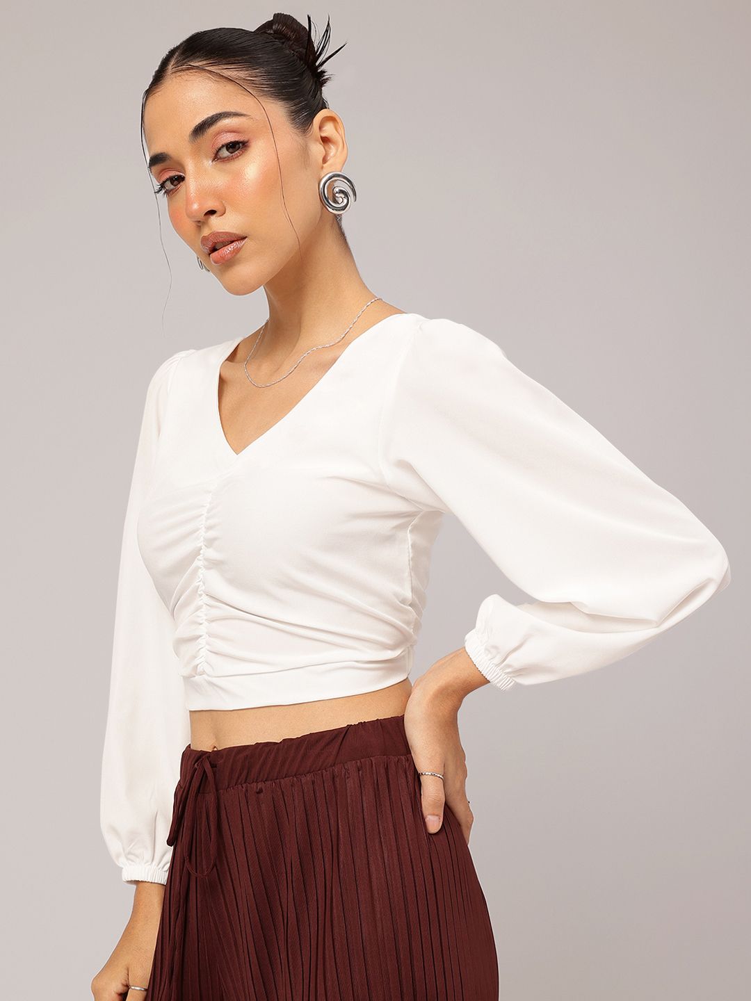 DressBerry Ruched Dreamscape Crop Top
