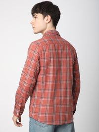 VASTRADO Men Classic Slim Fit Opaque Checked Casual Shirt