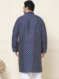 SOJANYA PLUS Geometric Embroidered Regular Silk Straight Kurta