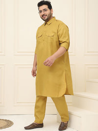 SOJANYA PLUS Shirt Collar Pocket Detailing Curved Pathani Kurta With Salwar