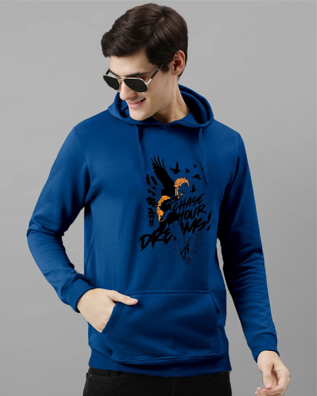 ADRO Lelaki Cotton Printed Hooded Sweatshirt