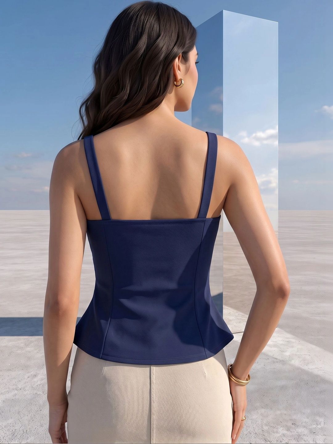 Mamicha Sweetheart Neck Peplum Top