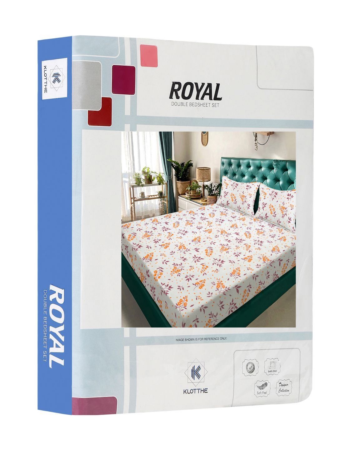 KLOTTHE White Floral Polycotton 300 TC King Fine Bedsheet dengan 2 Sarung Bantal-98 x 89 inci
