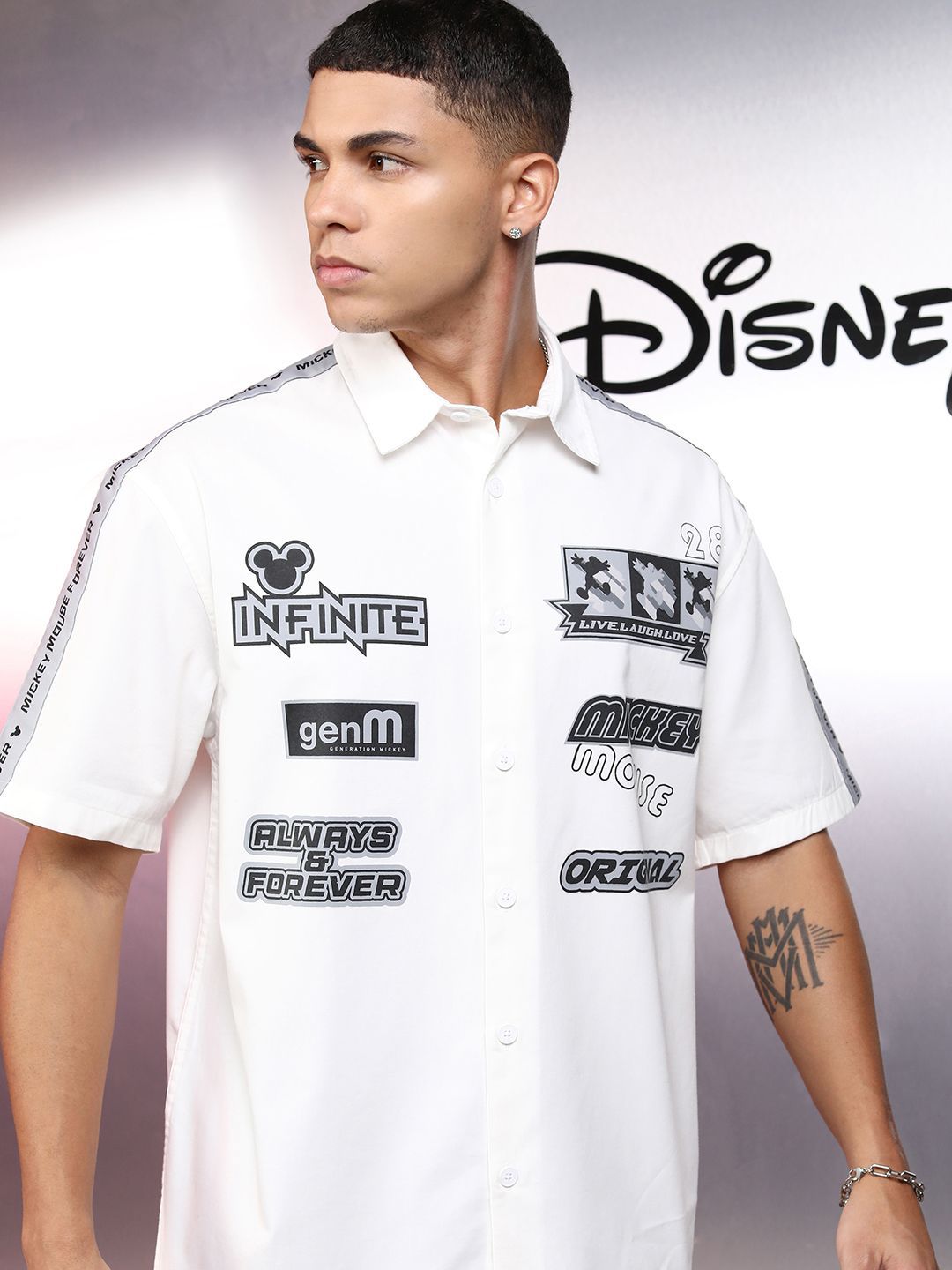 Highlander Disney Pure Cotton Mickey Printed Oversized Casual Shirt