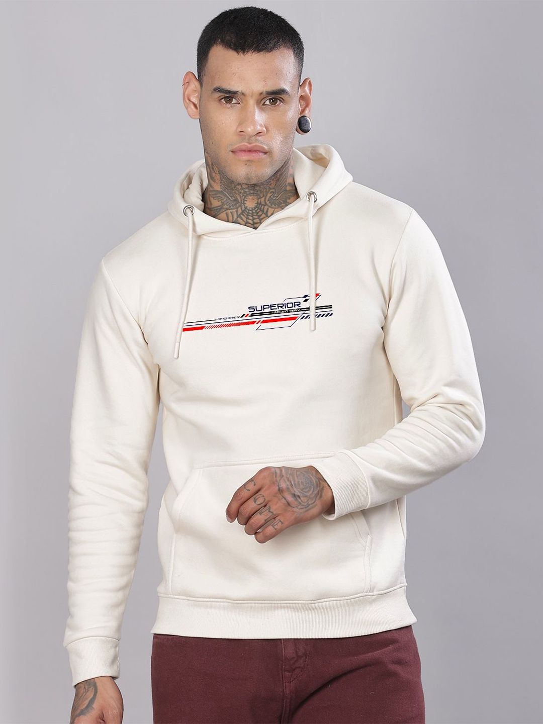 ADRO Men Graphic Printed Hooded Sweatshirt