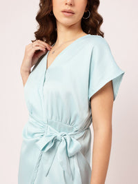 DressBerry Textured Tie-Up Mini Wrap Dress