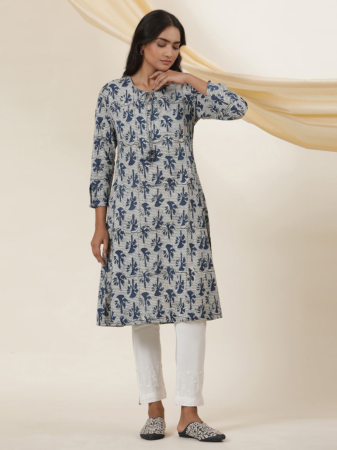 W Women Floral Printed Anarkali Kurta