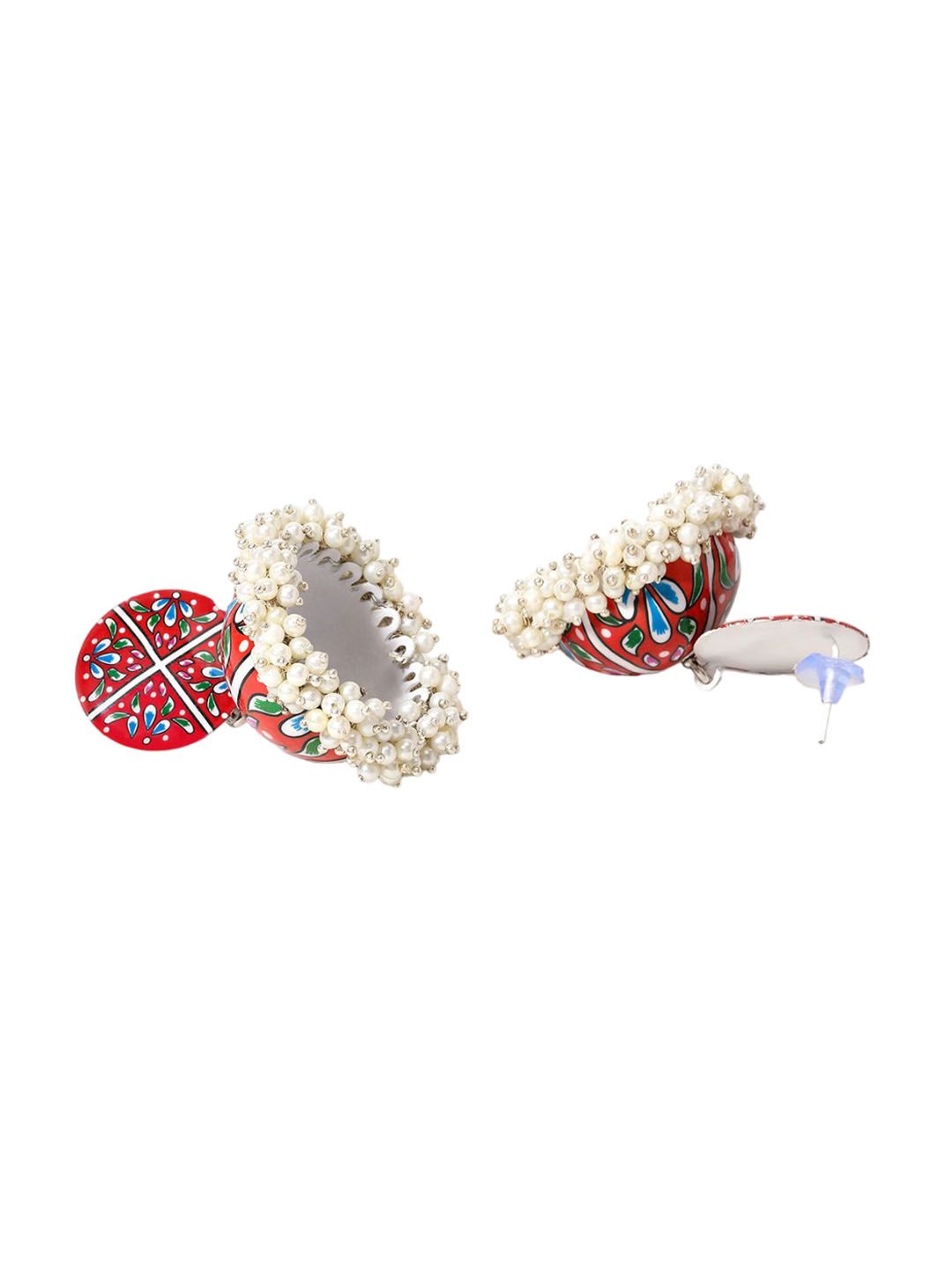 Anouk Gold-Plated Pearls Studded Jhumka Earrings