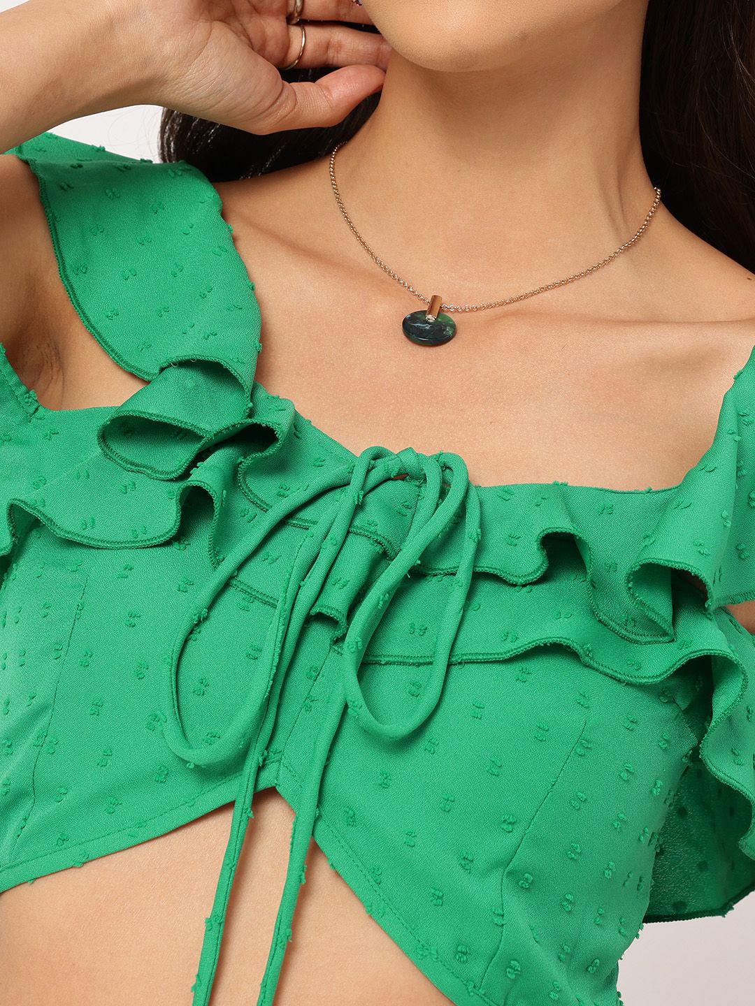 DressBerry Fashion-Fiend Ruffle Dobby Detail Pleated Co-Ords