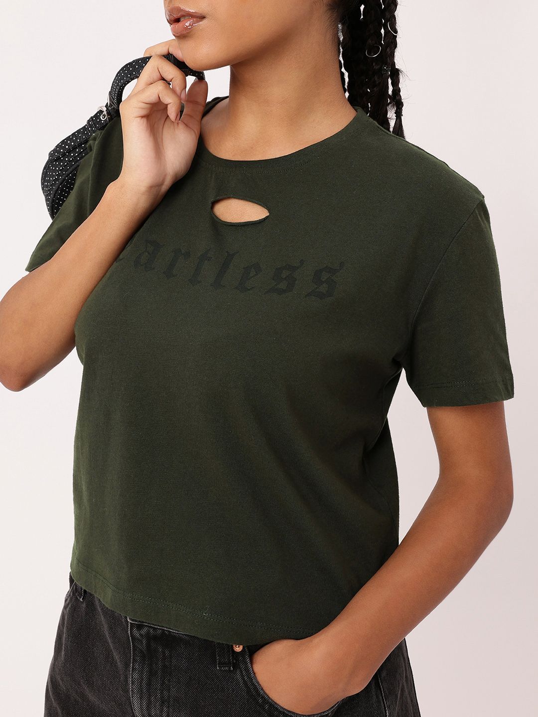 DressBerry Cut Out Printed Relaxed Fit T-shirt