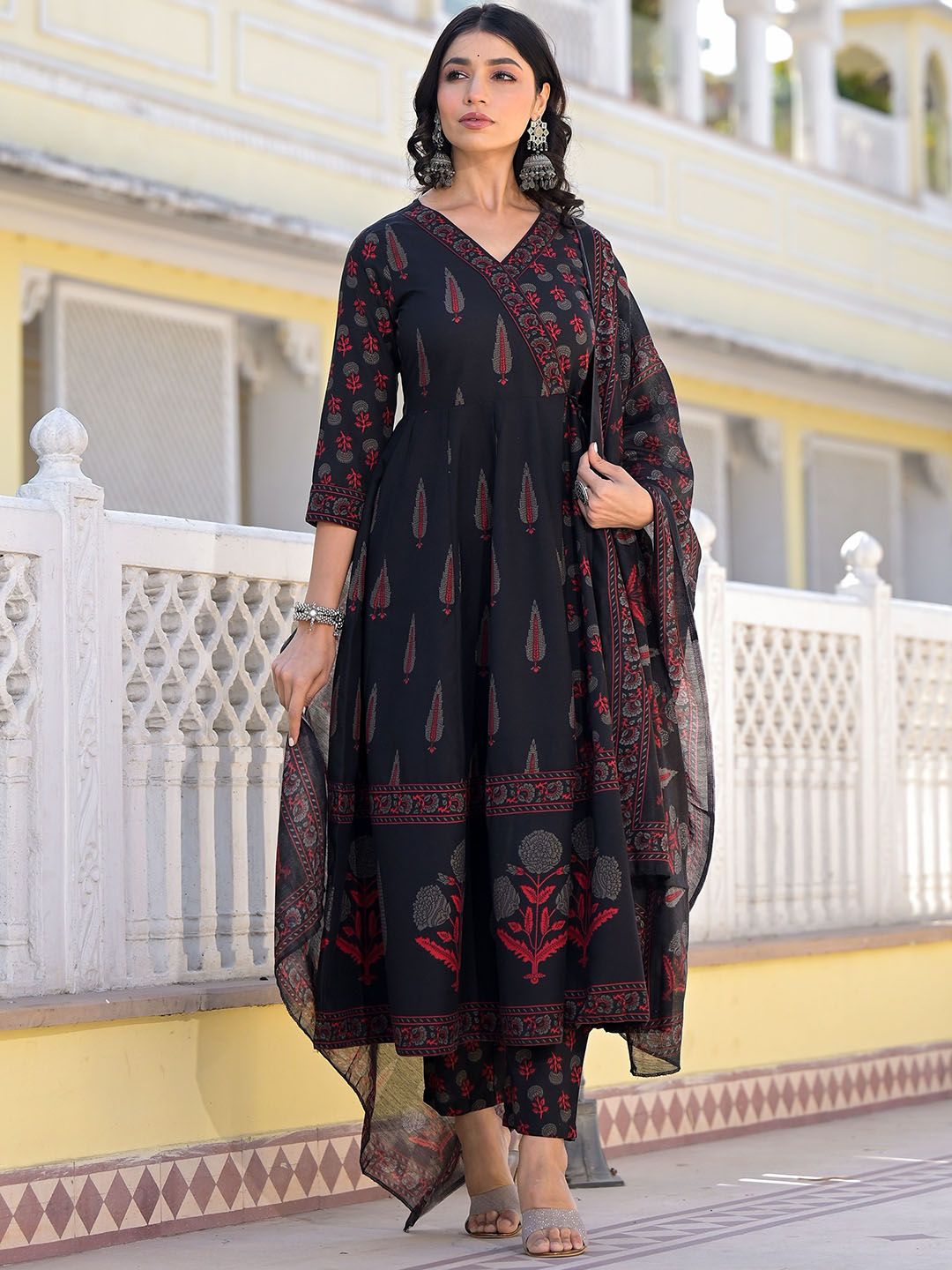 KALINI Ethnic Motifs Printed Kurta with Trousers & Dupatta