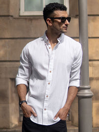 Powerlook Men Slim Fit Solid Button-Down Collar Cotton Casual Shirt