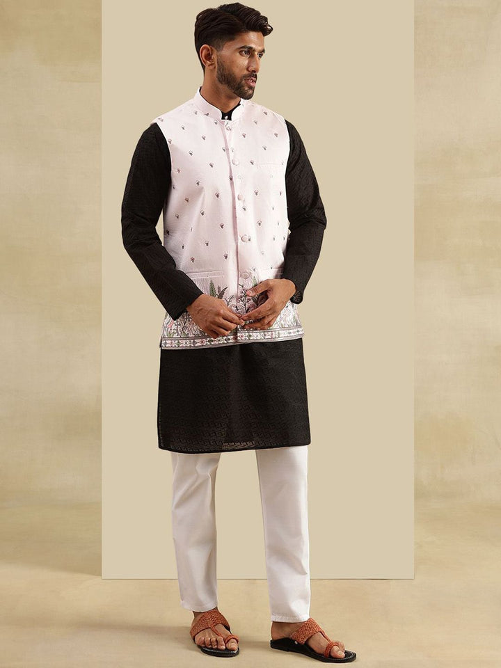 SOJANYA Lelaki Sulam Kurta Kapas Tulen Biasa dengan Piyama