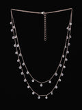 PANASH 925 Sterling Silver Rose Gold-Plated Layered Cubic Zirconia-Beaded Necklace