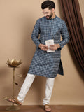 Motif Etnik Anouk Bercetak Kolar Mandarin Lengan Panjang Kurta Lurus dengan Churidar