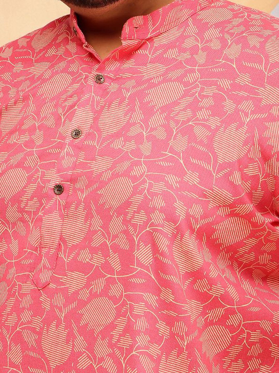 SOJANYA PLUS Men Floral Printed Daily Cotton Straight Kurta