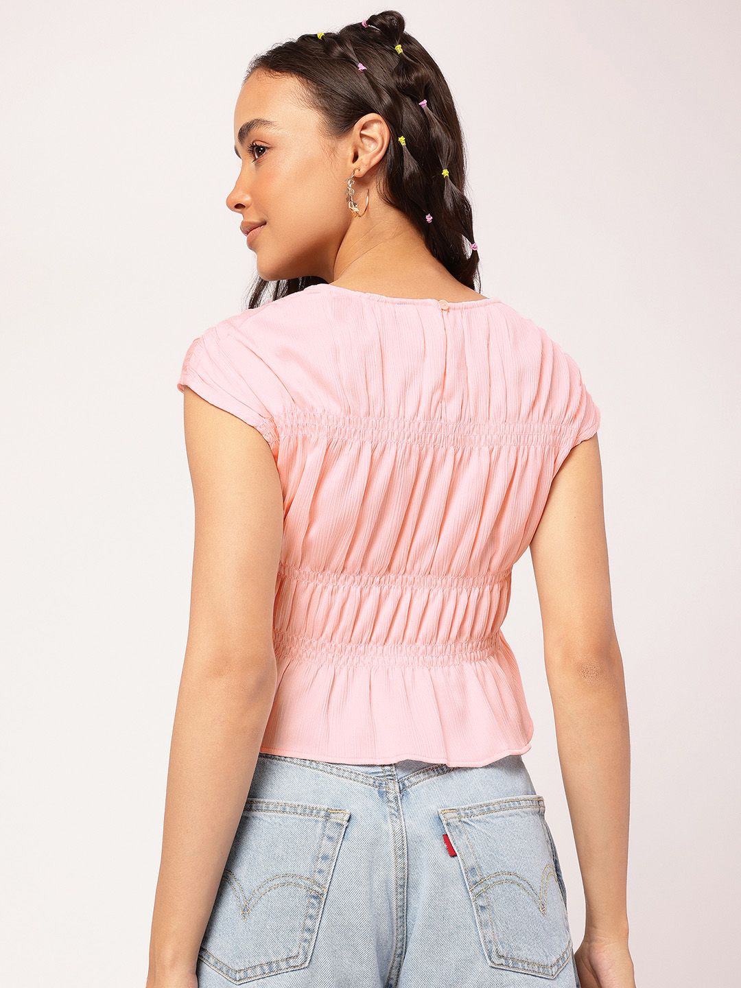 DressBerry Pastel Paradise Smocked Ruffled Top