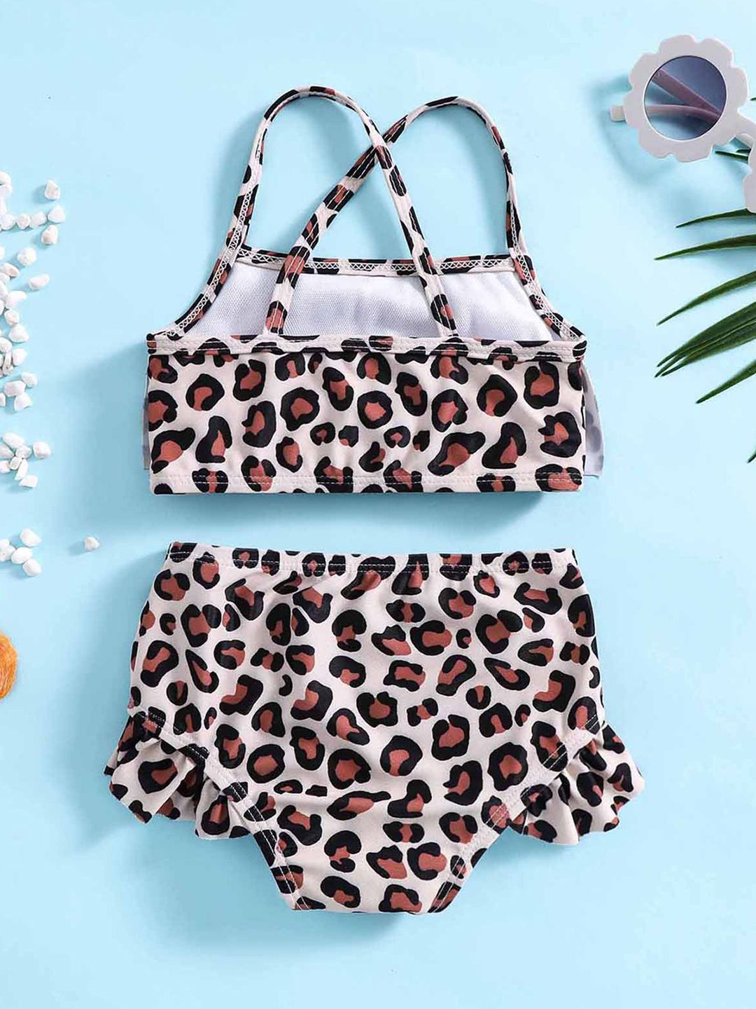 YK Girls Animal Printed Top & Shorts Swim Set