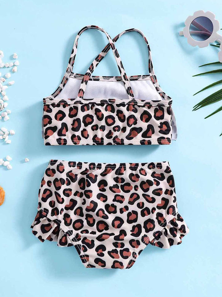 YK Girls Animal Printed Top & Shorts Swim Set