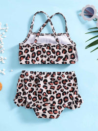 YK Girls Animal Printed Top & Shorts Swim Set