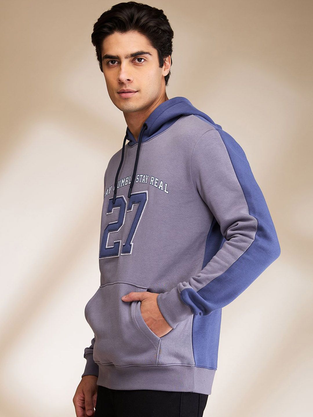 Being Human Men Cotton Hooded Neck Long Sleeves Sweatshirts with Patchwork