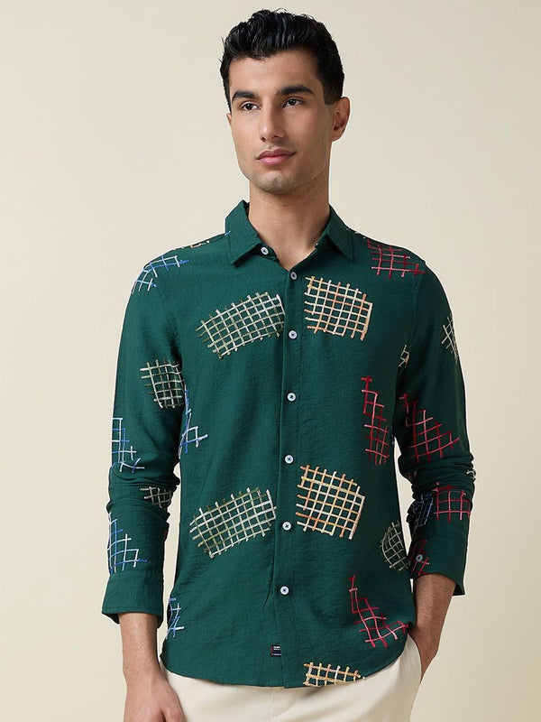 Thomas Scott Men Embroidered Regular Fit Casual Shirt
