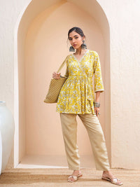 Shae by sassafras bunga bercetak v-neck gotta patti gotta patti angrakha kurti