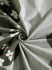 KLOTTHE Olive Floral Cotton Single Bedsheets