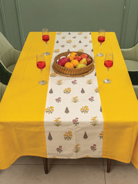 URBAN SPACE Yellow Floral Anti-Slip Cotton 6-Seater Table Cover